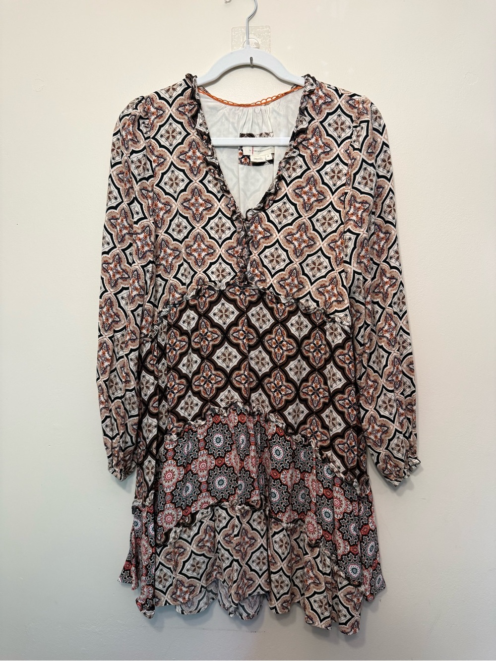 Anthropologie Tiered Mini Floral Print Boho Dress Medium